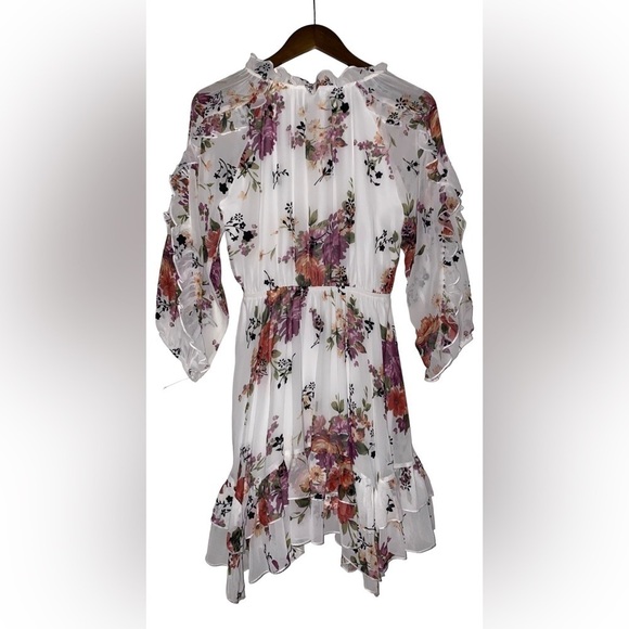 Basil & Lola Chiffon‎ Coquette Milkmaid Sheer Floral Mini Dress Fairycore Size M - Picture 2 of 7